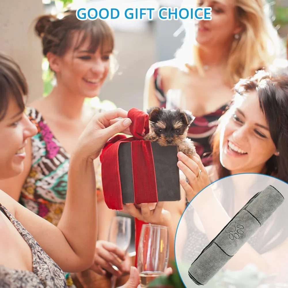 Cute puppy in gift box with red ribbon, perfect pet gift idea for dog lovers