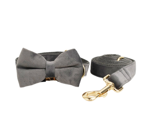 Velvet Dog Collar & Leash Set | Soft Velvet | Bow & Bundle Options | XS–XL