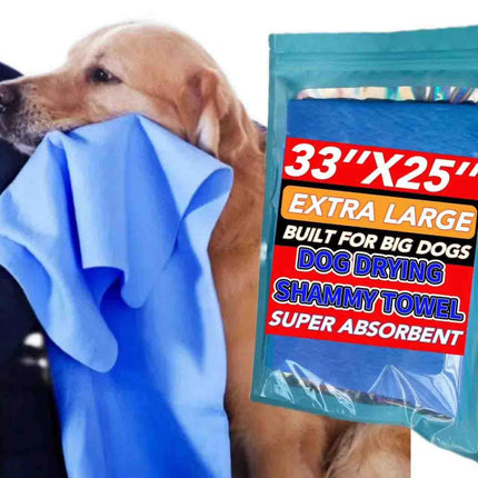Biodison & Lee Premium Dog Towels for Drying Dogs Large - 1pk(33" x 25") - Quick Drying Dog Bathing Supplies - Super Absorbent Dog Drying Towel - Reusable Towels for Dogs - Pet Towel(Blue)