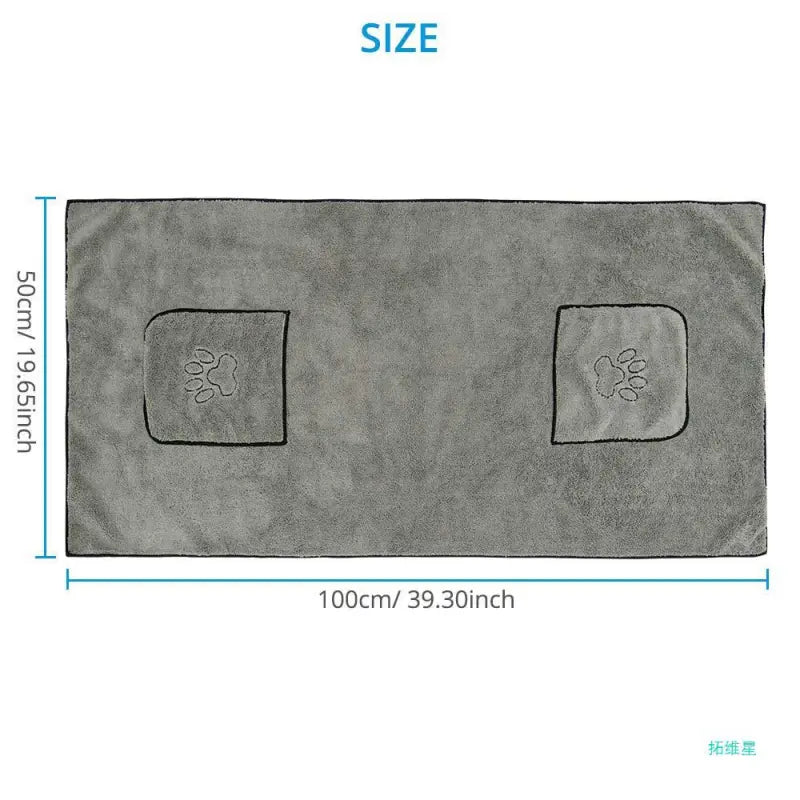 Gray pet training pad with paw prints, 100x50cm, ideal for dog or cat housebreaking and potty training.