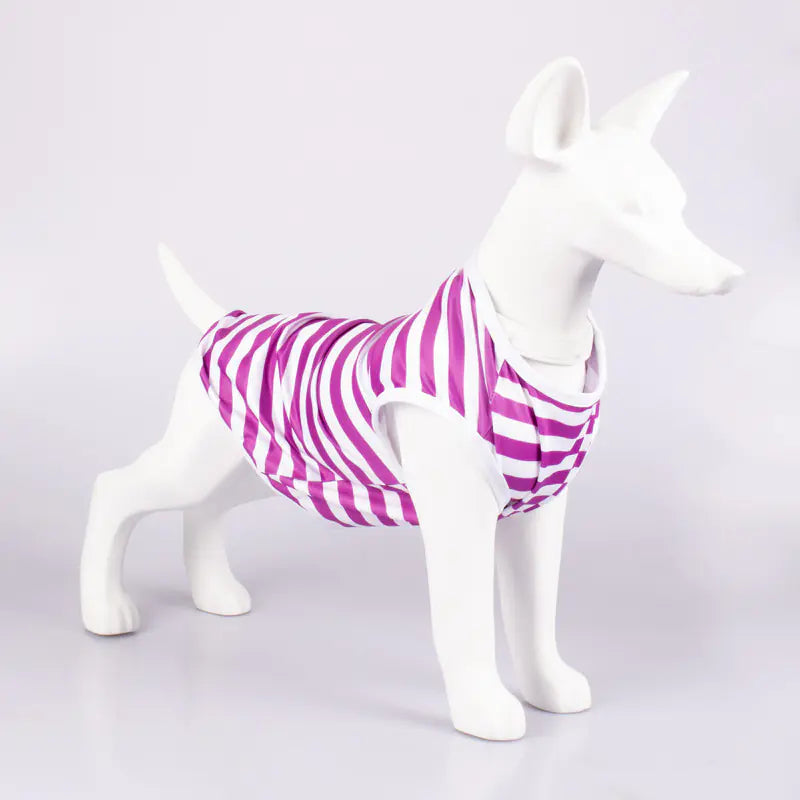 Striped Crew Neck Pet Tank Top T-Shirt