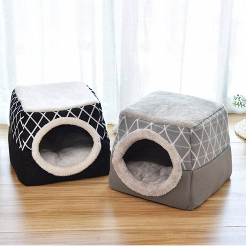 Detachable Soft Kennel Cat Bed Breathable Cat Pet Cave House Sleeping Bag Mat Pad Tent Pets Winter Warm Cozy Beds 11 Colors - Nai Pet Store