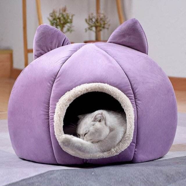 Detachable Soft Kennel Cat Bed Breathable Cat Pet Cave House Sleeping Bag Mat Pad Tent Pets Winter Warm Cozy Beds 11 Colors - Nai Pet Store