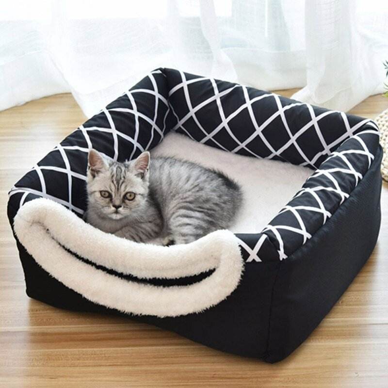 Detachable Soft Kennel Cat Bed Breathable Cat Pet Cave House Sleeping Bag Mat Pad Tent Pets Winter Warm Cozy Beds 11 Colors - Nai Pet Store