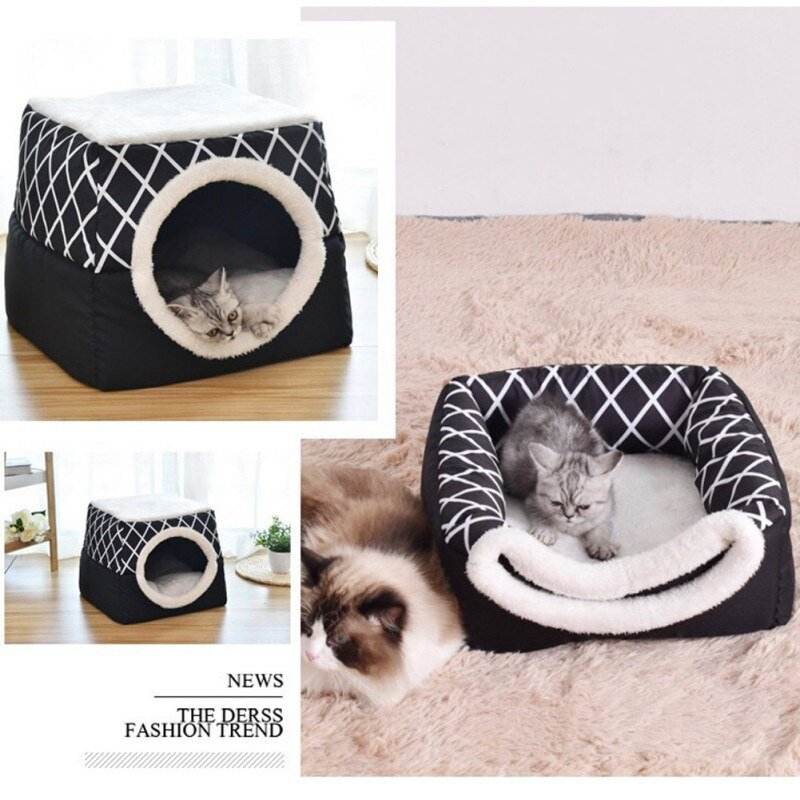 Detachable Soft Kennel Cat Bed Breathable Cat Pet Cave House Sleeping Bag Mat Pad Tent Pets Winter Warm Cozy Beds 11 Colors - Nai Pet Store