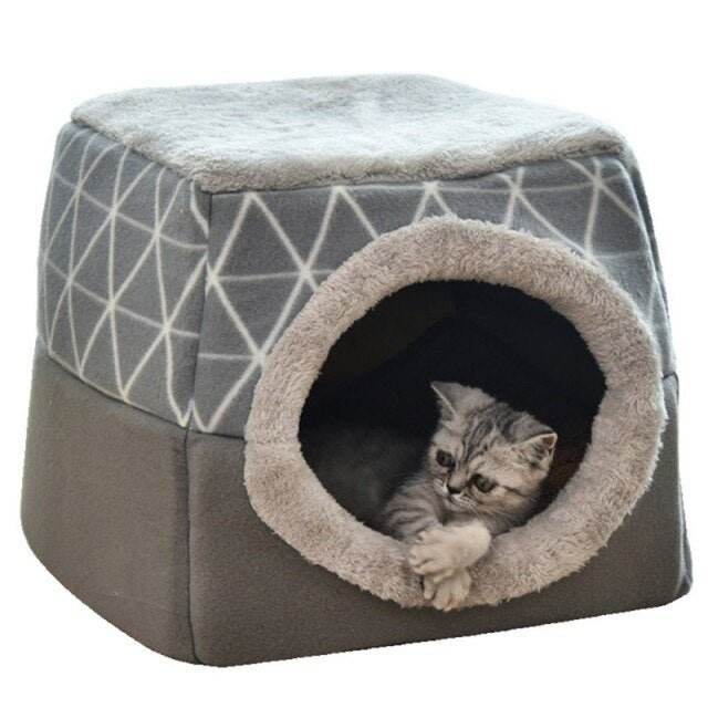 Detachable Soft Kennel Cat Bed Breathable Cat Pet Cave House Sleeping Bag Mat Pad Tent Pets Winter Warm Cozy Beds 11 Colors - Nai Pet Store