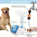 Dog paw press water dispenser with faucet & garden hose connection for easy pet bathing