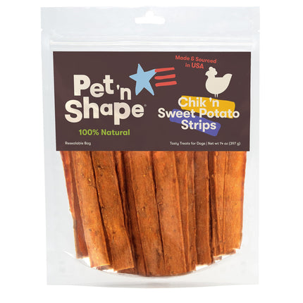 Pet n Shape Chik 'n Sweet Potato Strips Dog Treats | 14 oz
