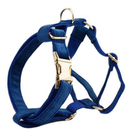 Blue Velvet Dog Collar & Leash Set | Bow, Vest, Flower & More | XS–XL