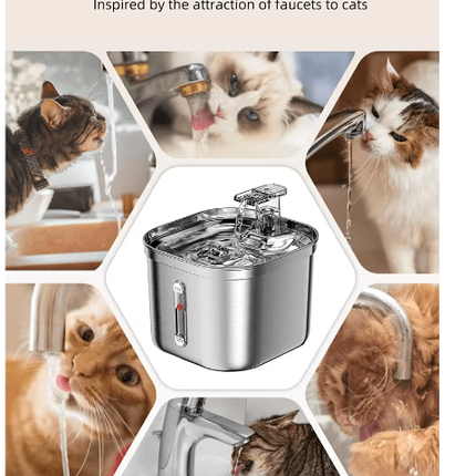 2.2L Stainless Steel Pet Water Fountain | Motion Sensor | Multi-Filter | Cats & Dogs