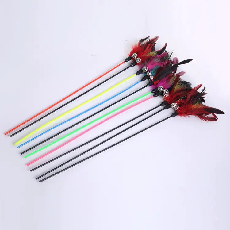 Large Feather Cat Teaser Wand with Bell Toy
