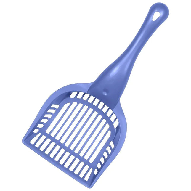 Purple plastic cat litter scoop with slotted design for easy cleaning