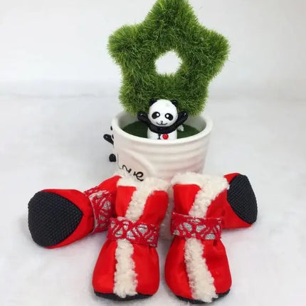 Christmas Padded Pet Boots – Red or Blue