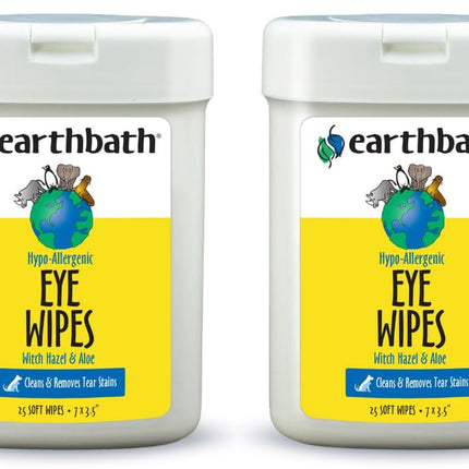 Earthbath Hypo-Allergenic Pet Eye Wipes | Tear Stain Remover | 30 Count 2-Pack