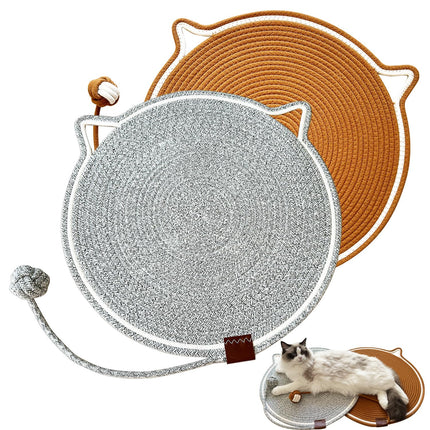 CoveCozy Cat Scratching Mat Natural Cotton Rope Cat Scratching Pad Large Size Cat Bed Cat Scratching Pad with Cat Toy (2 Packs 19.6)