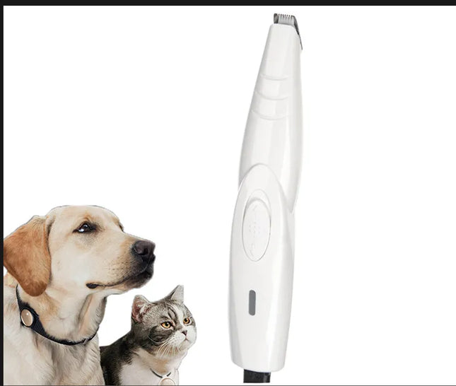 Hoopet Pet Grooming Trimmer with a golden retriever and a tabby cat.