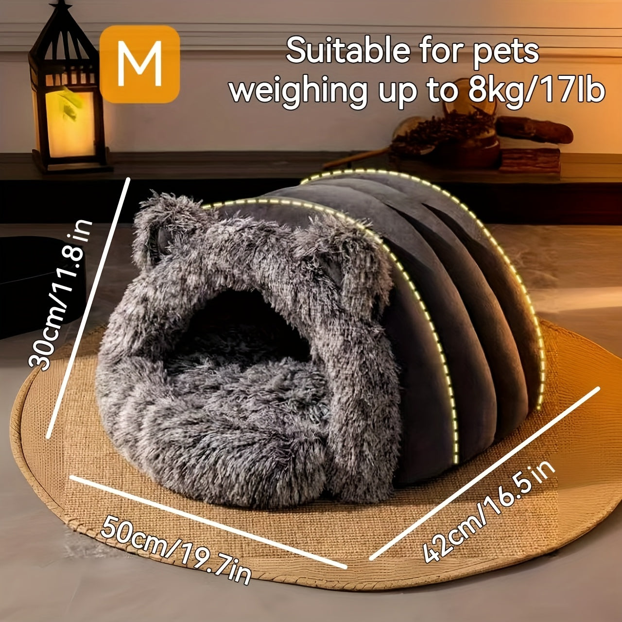 Plush Fleece Cat Cave Bed for Winter Comfort-4
