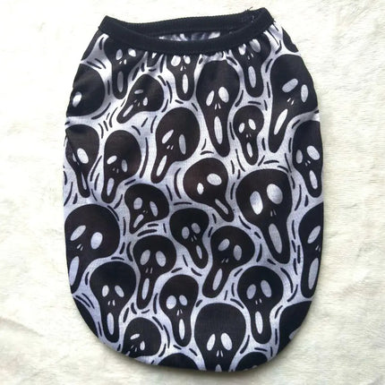 Nai Pet Store Halloween pet clothing with a black and white skull and ghost pattern