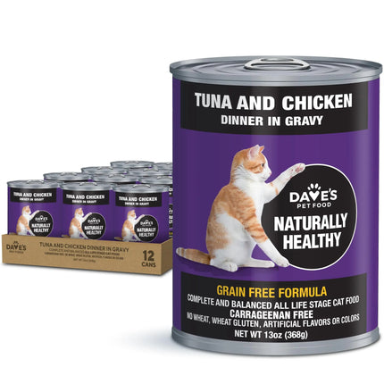 Dave's Pet Food Grain Free Wet Cat Food – Tuna & Chicken in Gravy