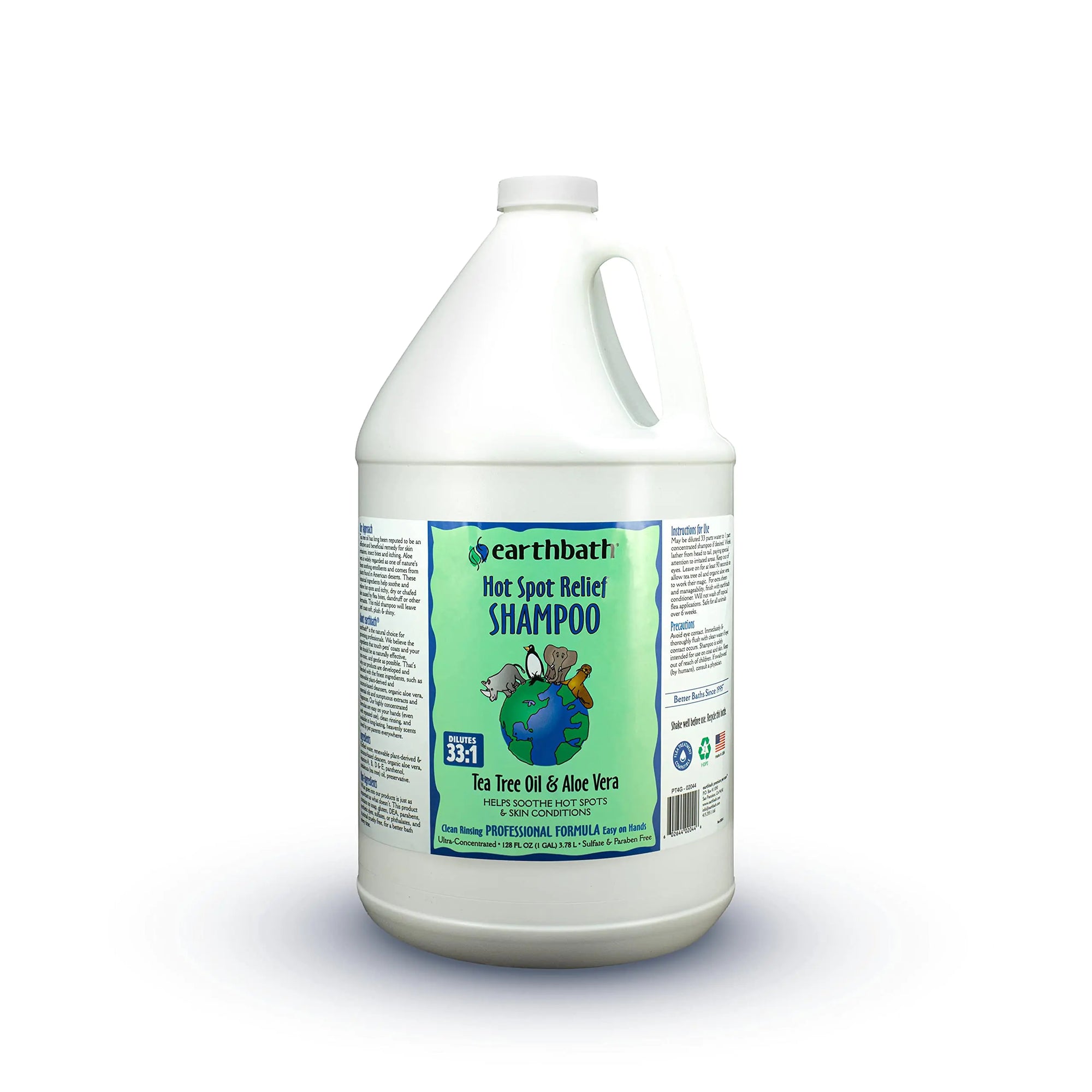 Earthbath Hot Spot Relief Pet Shampoo Tea Tree Oil & Aloe Vera 128oz