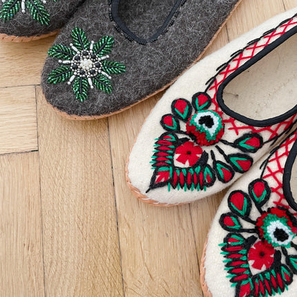 Adult Woolen Slippers (felt) with ornaments-2