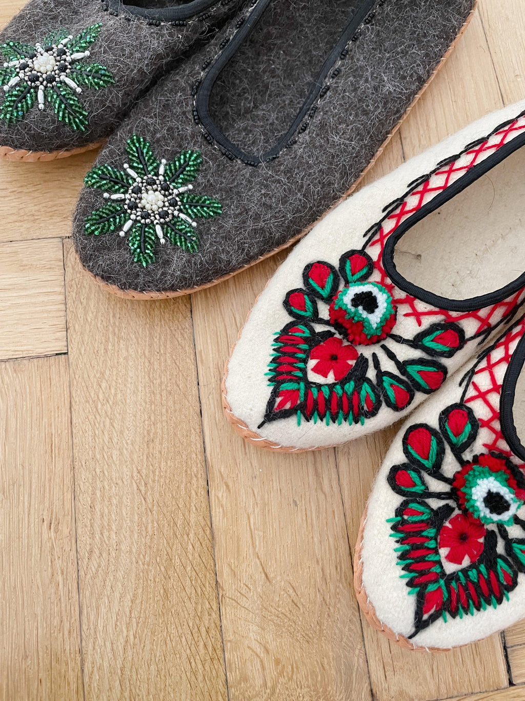 Adult Woolen Slippers (felt) with ornaments-2