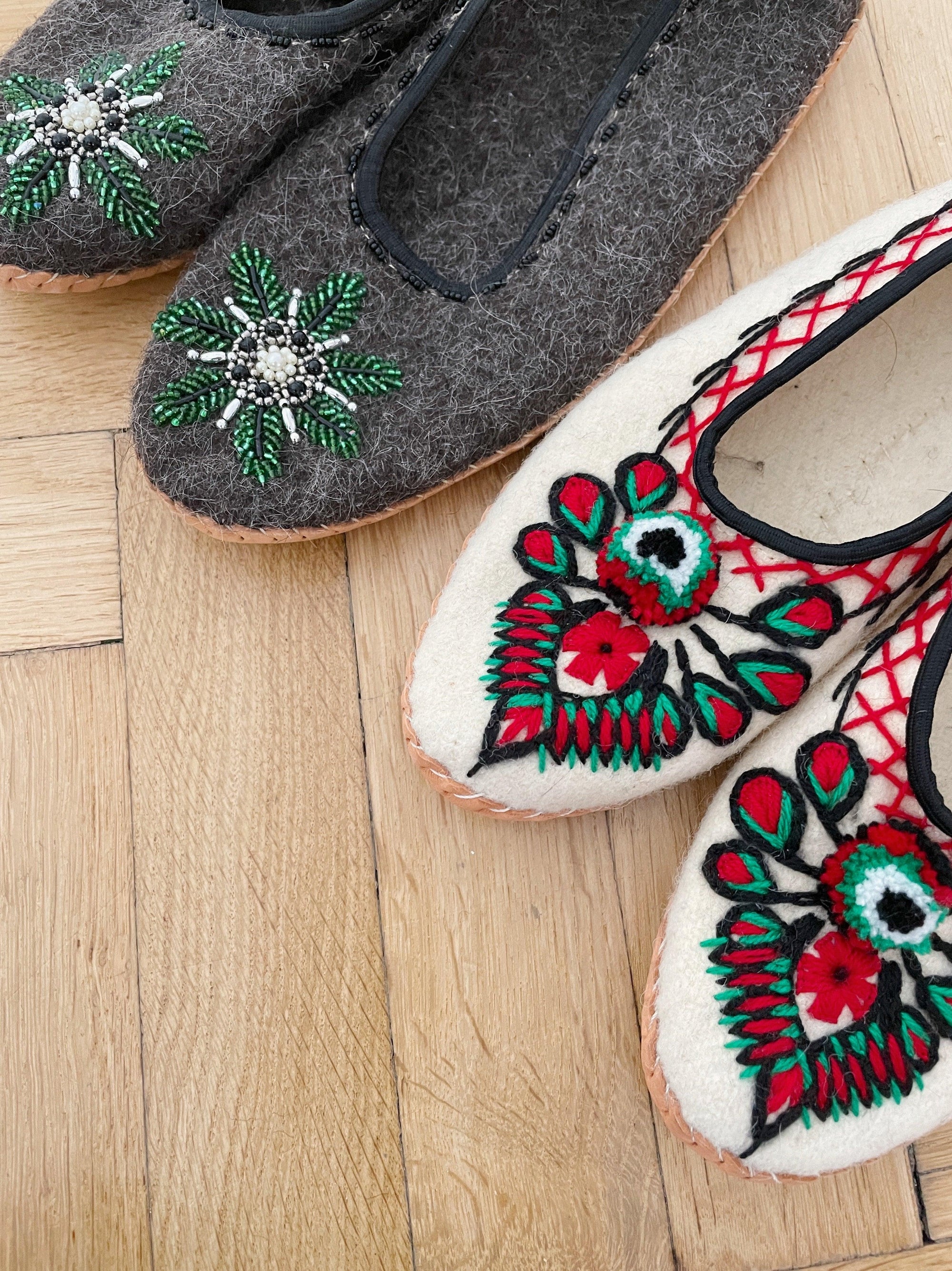 Adult Woolen Slippers (felt) with ornaments-2