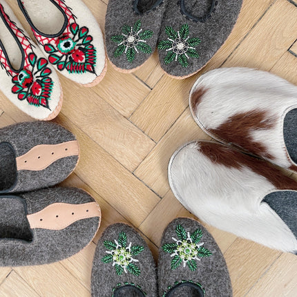Adult Woolen Slippers (felt) with ornaments-3