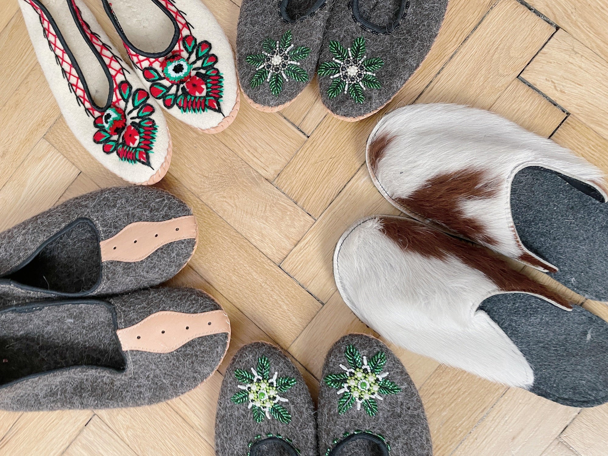Adult Woolen Slippers (felt) with ornaments-3