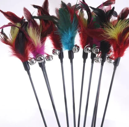 Large Feather Cat Teaser Wand with Bell Toy