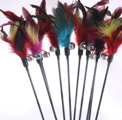 Large Feather Cat Teaser Wand with Bell Toy - Nai Pet Store