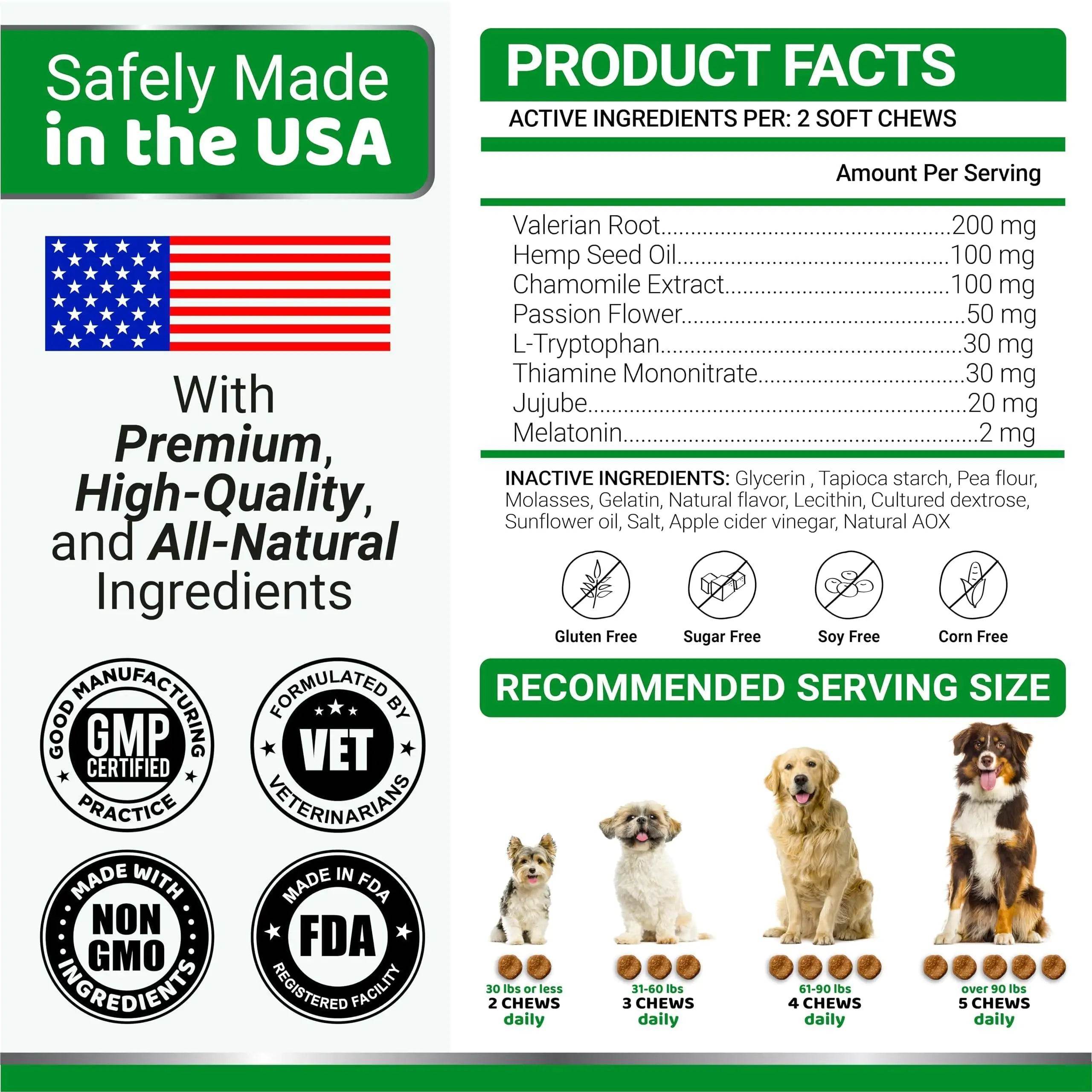 Hemp Calming Chews for Dogs Advanced Dog Calming Treats 170 Chews Chicken Flavor - Nai Pet Store