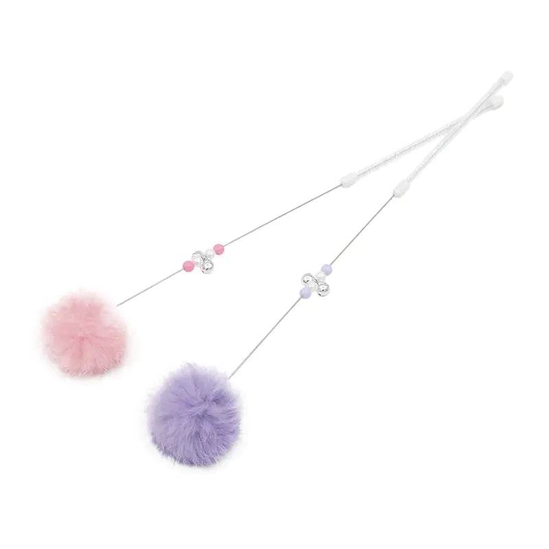 Colorful Pom Pom Cat Teaser Wand with Bell Toy - Nai Pet Store