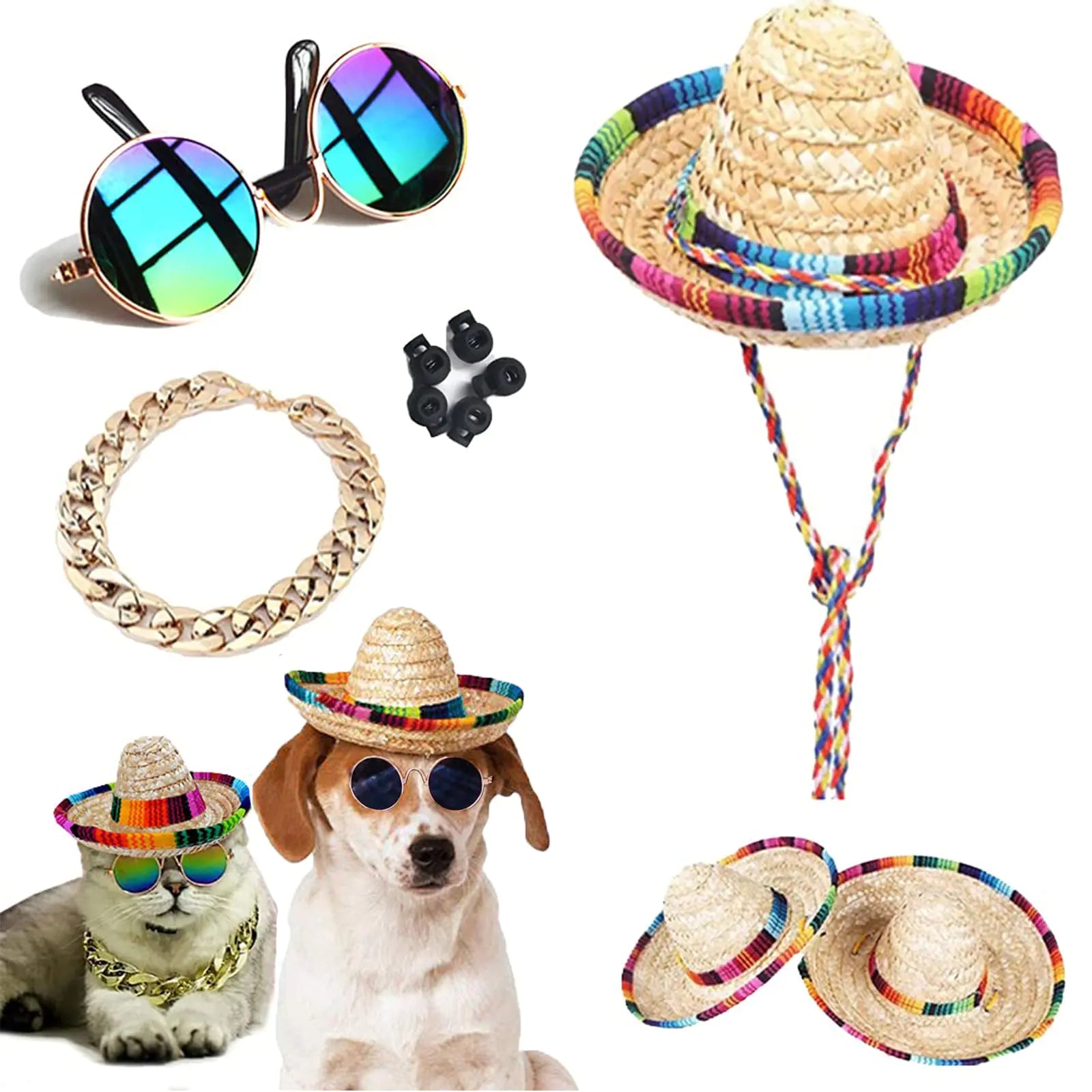 Pet Hat for Small Dog Cat(Straw Hat)