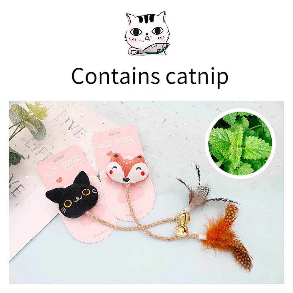 Funny Cat Toy with Feather, Bell, and Hemp Rope - Nai Pet Store