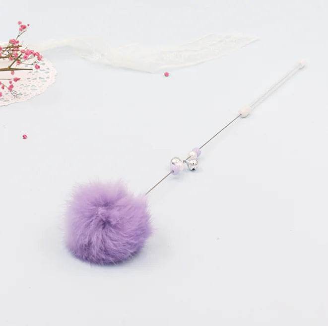 Colorful Pom Pom Cat Teaser Wand with Bell Toy - Nai Pet Store