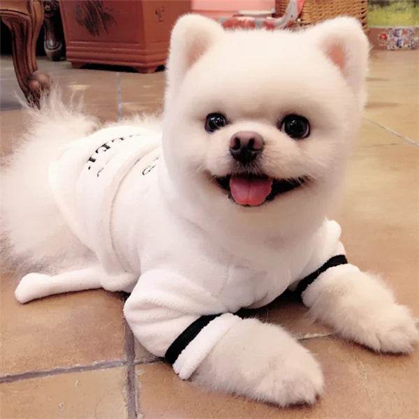 Hooded Pajamas Dog Bathrobe - White Dog Clothing - Nai Pet Store