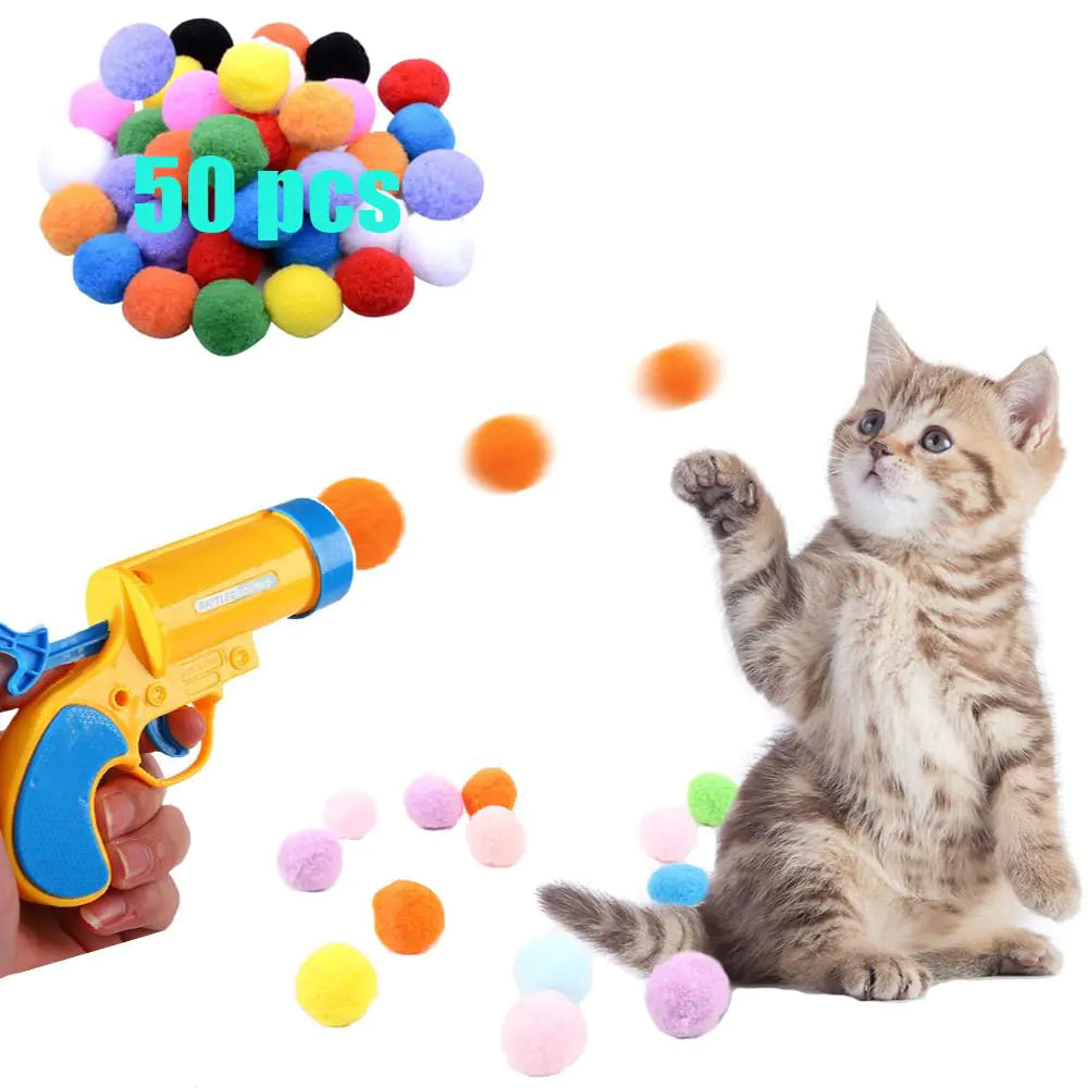 50Pcs Cat Ball Toy Launcher