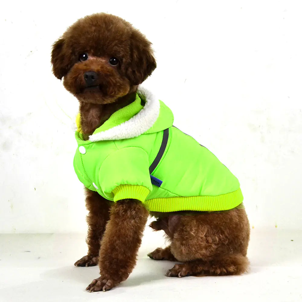 Reflective Hooded T-shaped Pet Jacket in Silk Cotton