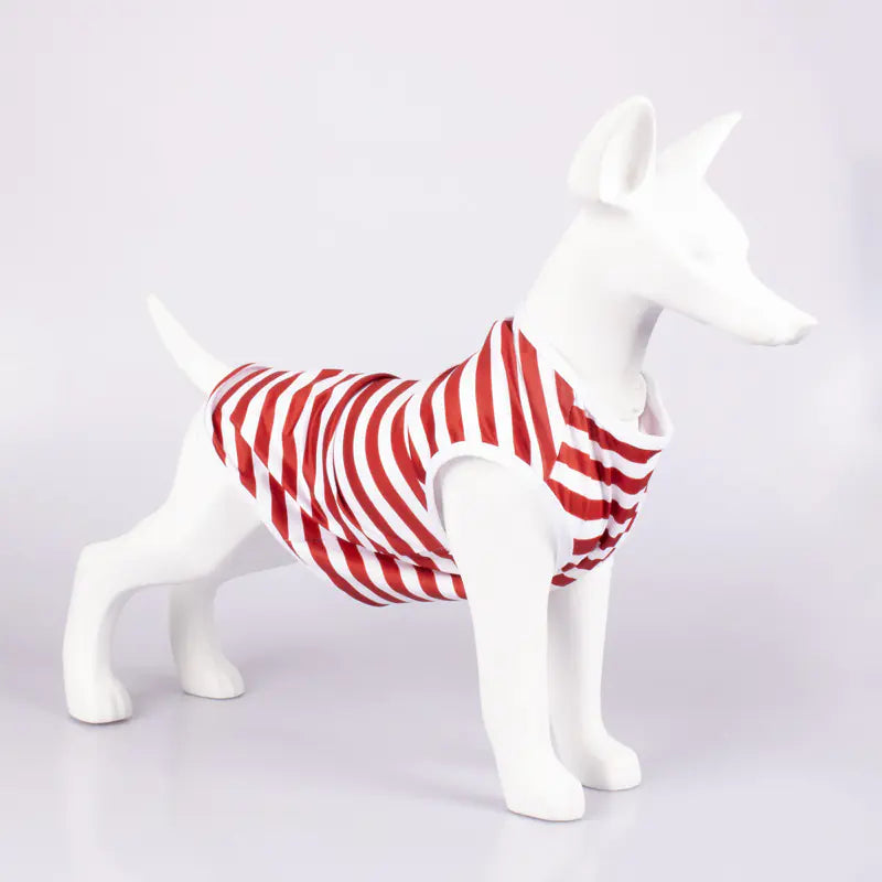 Striped Crew Neck Pet Tank Top T-Shirt