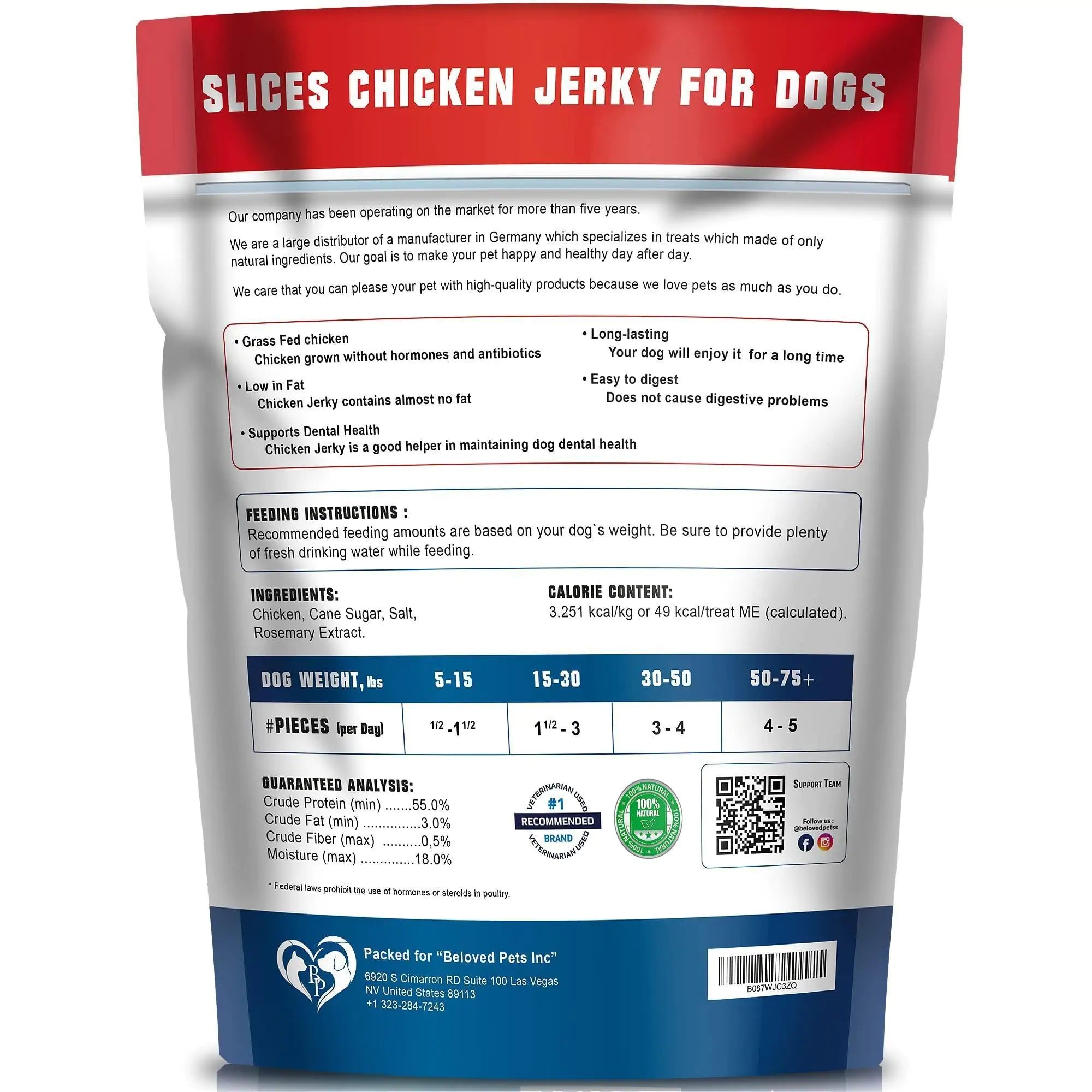 Chicken Jerky Dog Treats 1.5 Lb Human Grade Pet Snacks