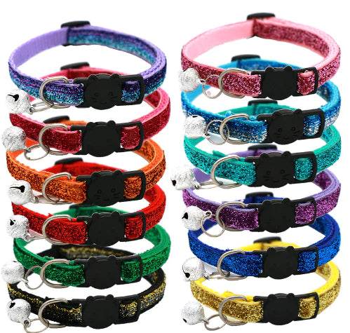 Adjustable Colorful Cat Collar with Bell for Pets - Nai Pet Store