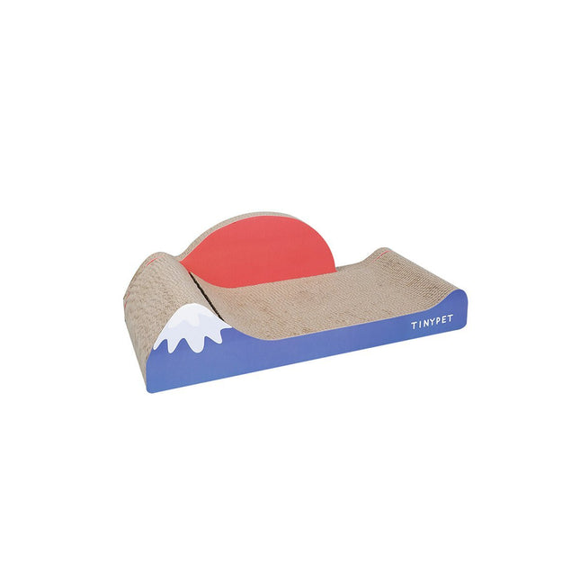 TINYPET cardboard cat scratcher with mountain and sun design, pet accessory for cats