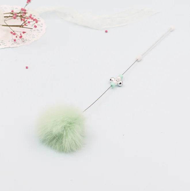 Colorful Pom Pom Cat Teaser Wand with Bell Toy - Nai Pet Store