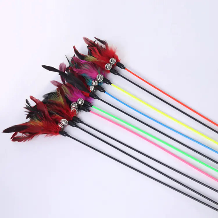 Large Feather Cat Teaser Wand with Bell Toy